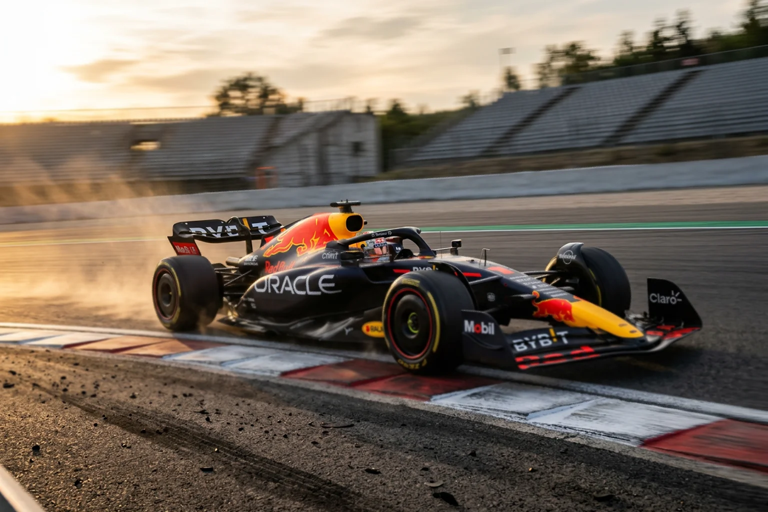 Voiture de Formule 1 en action pendant une séance d'essais libres avec flou de mouvement